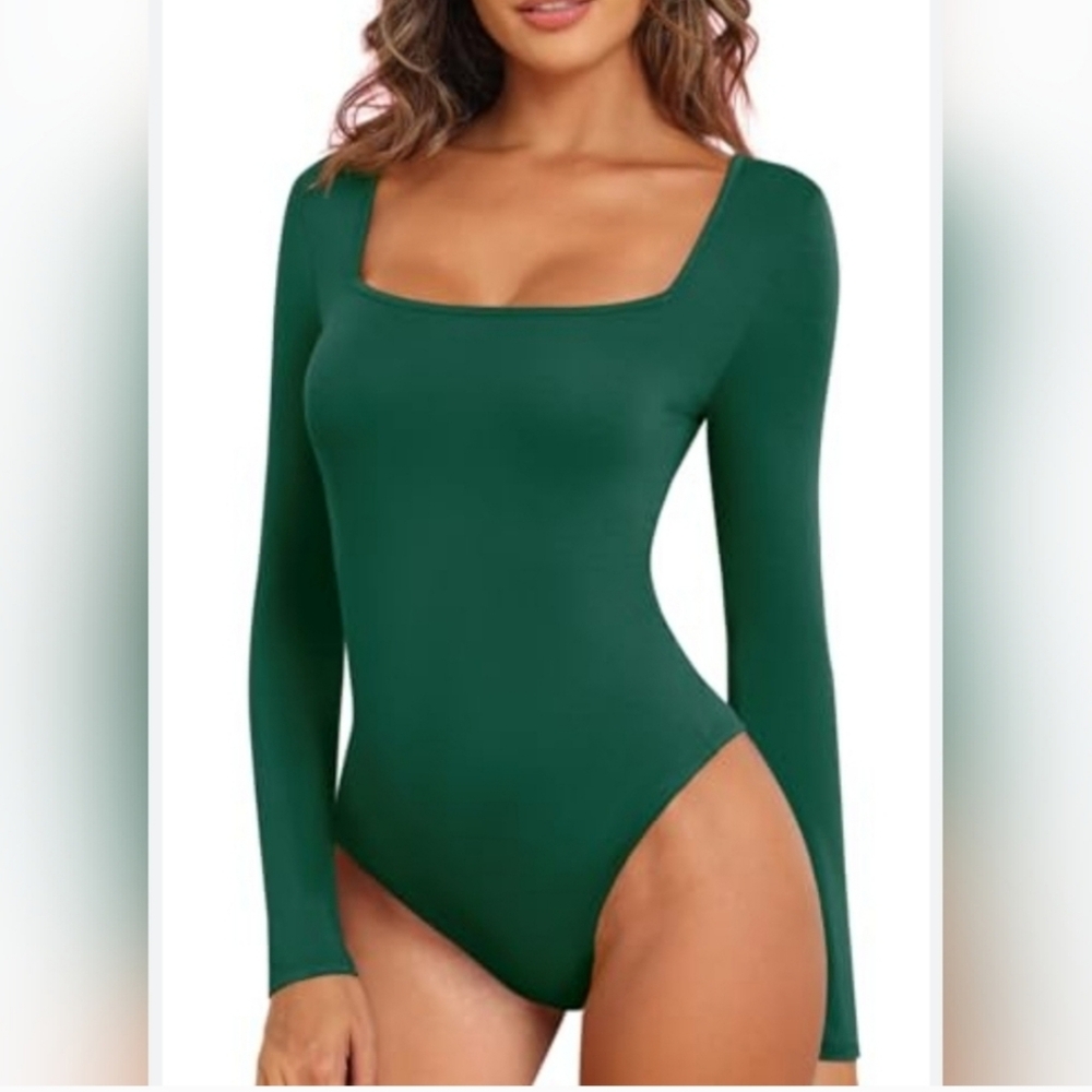 Elegant Green Long Sleeve Bodysuit